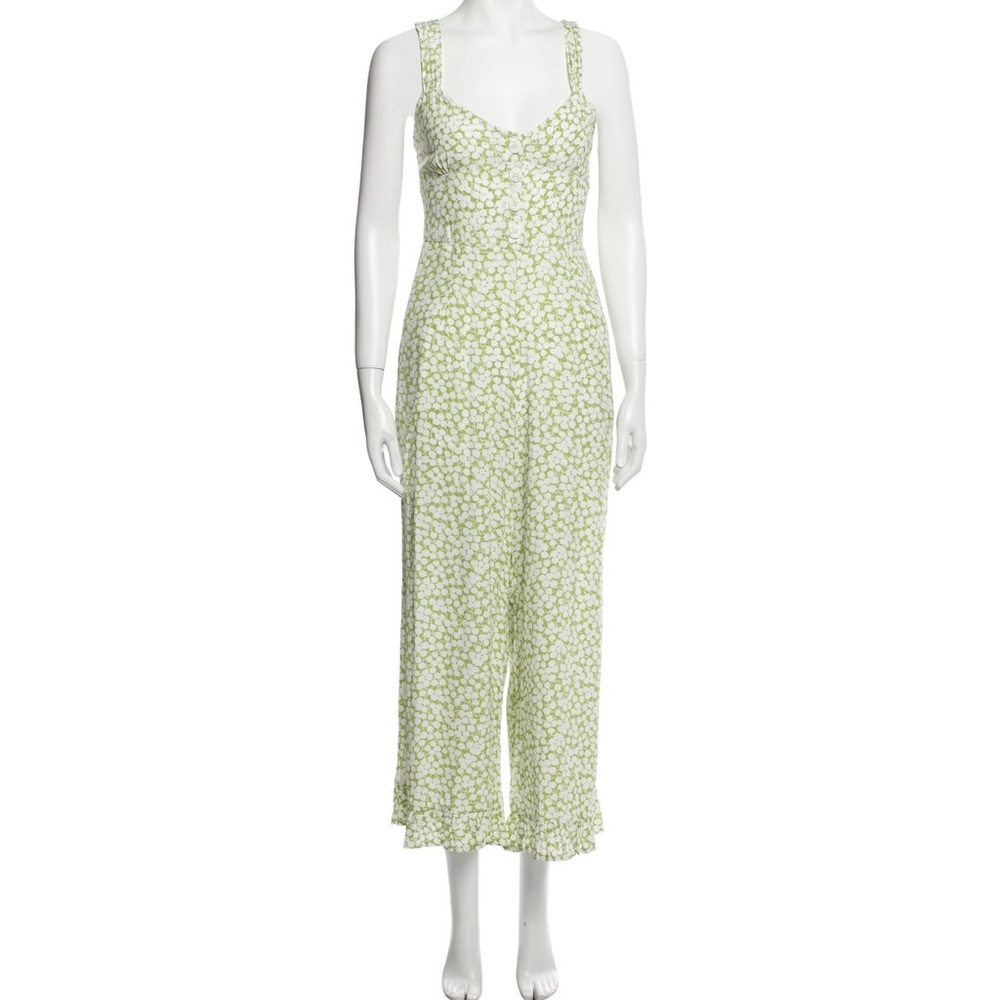 Faithful The Brand Lea  green and white jumpsuit